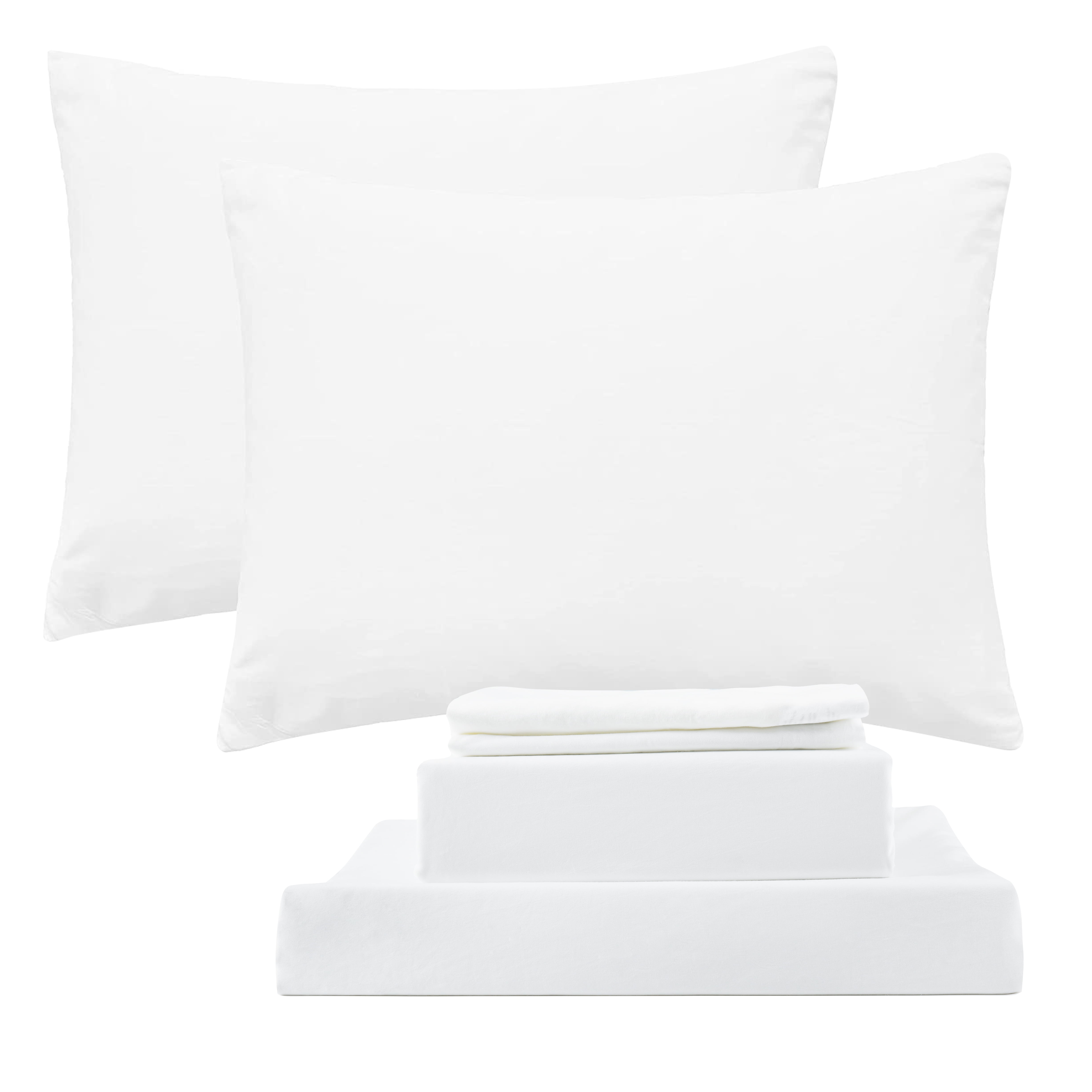 HIG 4 PCS Ultra Soft Prewashed Microfiber Solid Sheet Set, OffWhite