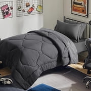 HIG 5 PCS Modern Comforter Set All Season Bed in a Bag, Dark Gray, Twin XL Size