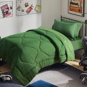 HIG 5 PCS Modern Comforter Set All Season Bed in a Bag, Green, Twin XL Size