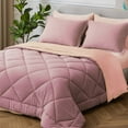 thumbnail image 1 of HIG 7 PCS Reversible Washed Microfiber Comforter set with Sheets, Diamond - Stitched King Bed in a Bag, Dusty Pink, 1 of 10