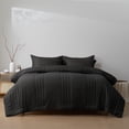 thumbnail image 1 of HIG 7‑Piece Bed in a Bag Comforter Set, Solid Light Black Vertical Channel Quilted, Soft Microfiber All‑Season Bedding with Sheets & Pillow Shams, Full Size, 1 of 8