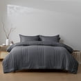 thumbnail image 1 of HIG 7‑Piece Bed in a Bag Comforter Set, Solid Light Dark Gray Vertical Channel Quilted, Soft Microfiber All‑Season Bedding with Sheets & Pillow Shams, King Size, 1 of 8