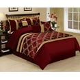 thumbnail image 1 of HIG 7 Piece Burgundy and Gold Faux Silk Fabric Embroideried Bedding Set, King, 1 of 6
