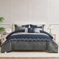 thumbnail image 1 of HIG 7 Piece Embroidery Design Bed-in-a-Bag, Navy Queen Size Ultra Soft Comforter Set for Adults, 1 of 13