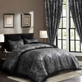 thumbnail image 1 of HIG 7-Piece King Comforter Set with Matching Curtains - Gray Flower Patchwork Bed in a Bag Bedding Set, 1 of 10