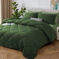 thumbnail image 1 of HIG 7 Piece Reversible Full Comforter Set - Green Quilted Down Alternative Bedding All Season Super Soft Microfiber Bed in a Bag Includes Sheets Pillowcases Shams, 1 of 9