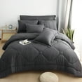 thumbnail image 1 of HIG 8 PCS Modern Comforter Set with Sheets All Season Bed in a Bag, Dark Gray, King Size, 1 of 12