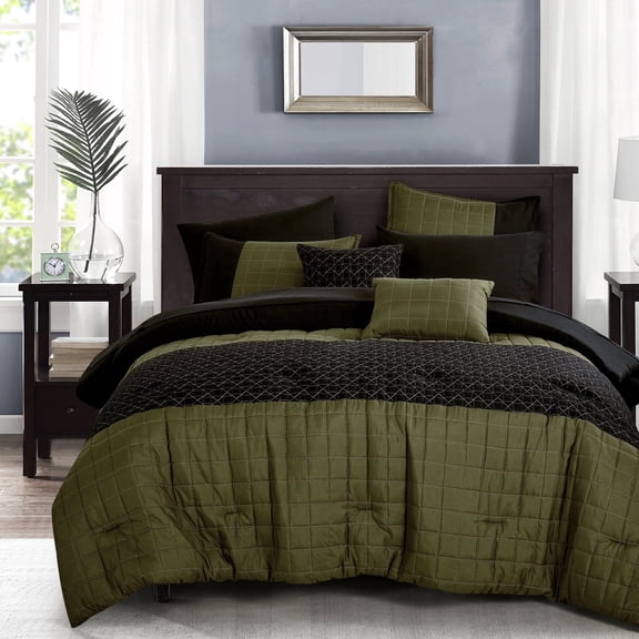 HIG 9-Piece Embroidered Comforter Set – Queen Size Bedding Set with sheet set, Soft & Stylish Quilt for Bedroom