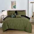thumbnail image 1 of HIG 9 Pieces Dark Green Comforter Set, King Bed in a Bag with Sheet Set, 1 of 7