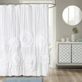 thumbnail image 1 of HIG Boho Ruffled Shower Curtain - Oversized Floral Print, Heavy Fabric with Elegant Draping for Bathroom, 72"x72", White, 1 of 8