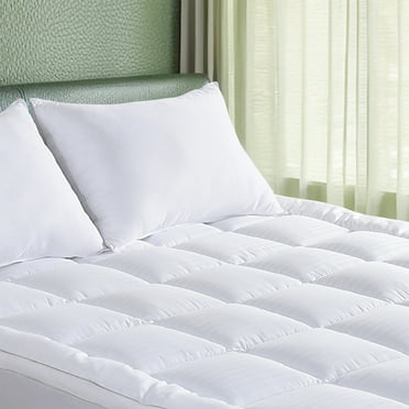 HIG Breathable Cotton Mattress Pad Queen Size, Fluffy Fitted Mattress Cover Protector with 8-21" Deep Pocket, Thick Quilted Pillow Top Mattress Topper for Back Pain, White, 60x80 Inches