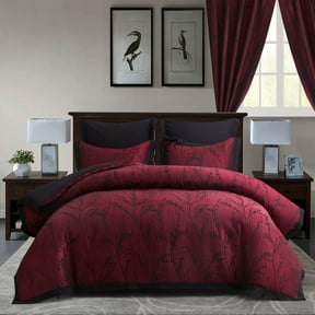 HIG Gray Jacquard Patchwork Comforter Set with Matching Curtains, Bed in a Bag Queen
