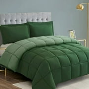 HIG Light Weight Down Alternative Comforter Set, Queen, Green, Reversible