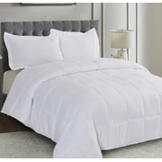 HIG Light Weight Down Alternative Comforter Set, Queen, White, Reversible