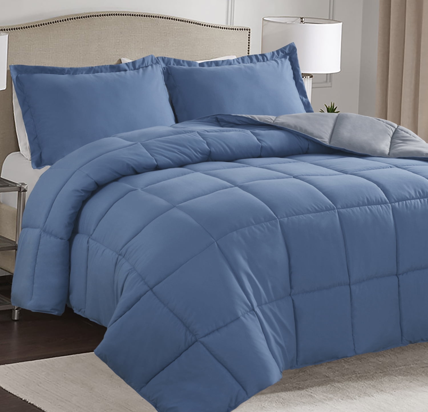 HIG Light Weight Down Alternative Comforter Set, Twin, Dust Blue