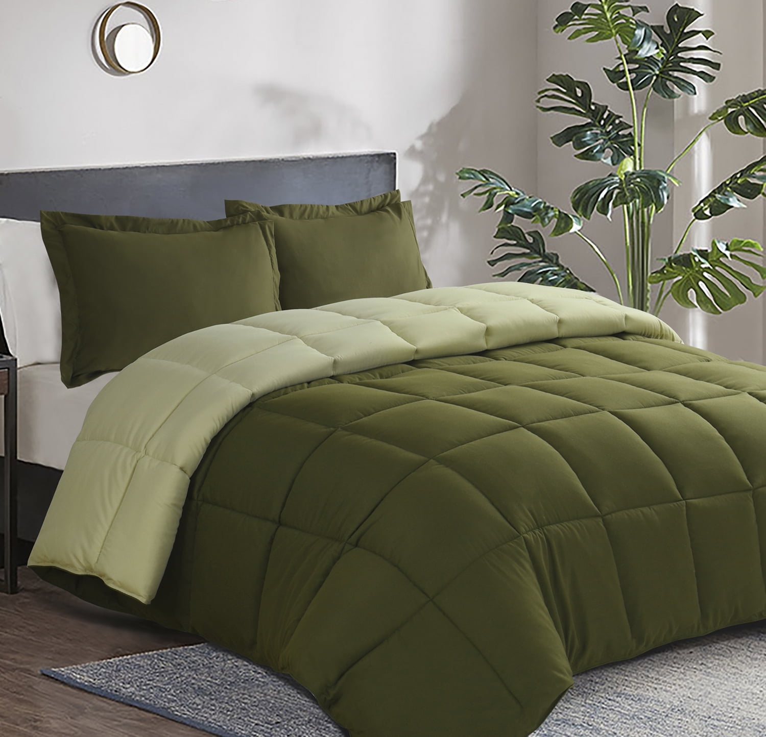 HIG Light Weight Down Alternative Comforter Set, Twin, Olive