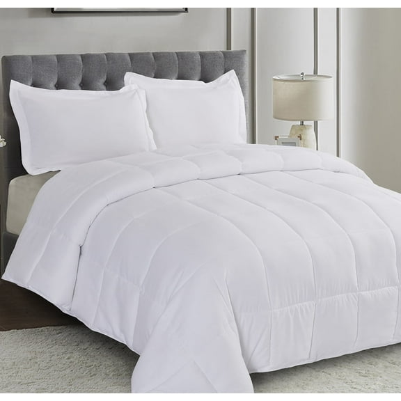 HIG Light Weight Down Alternative Comforter, Twin, White, Reversible