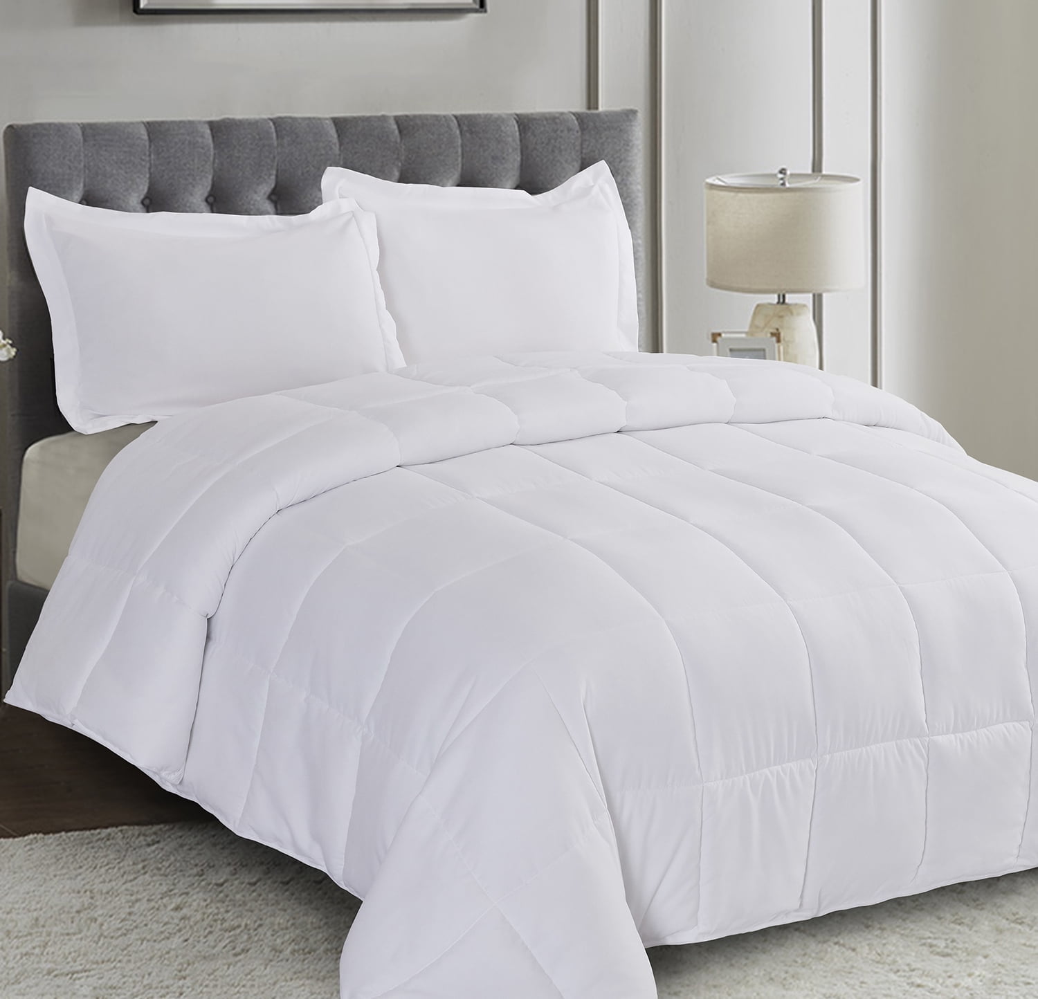 White Twin Microfiber Reversible Kids Duvet Set