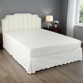 thumbnail image 1 of HIG Off-White King Bed Skirt, Scallop Edge Pleated Dust Ruffle, 14 Inch Drop Anti-Slip Thick Fabric, Pre-Washed for Durability, 1 of 8