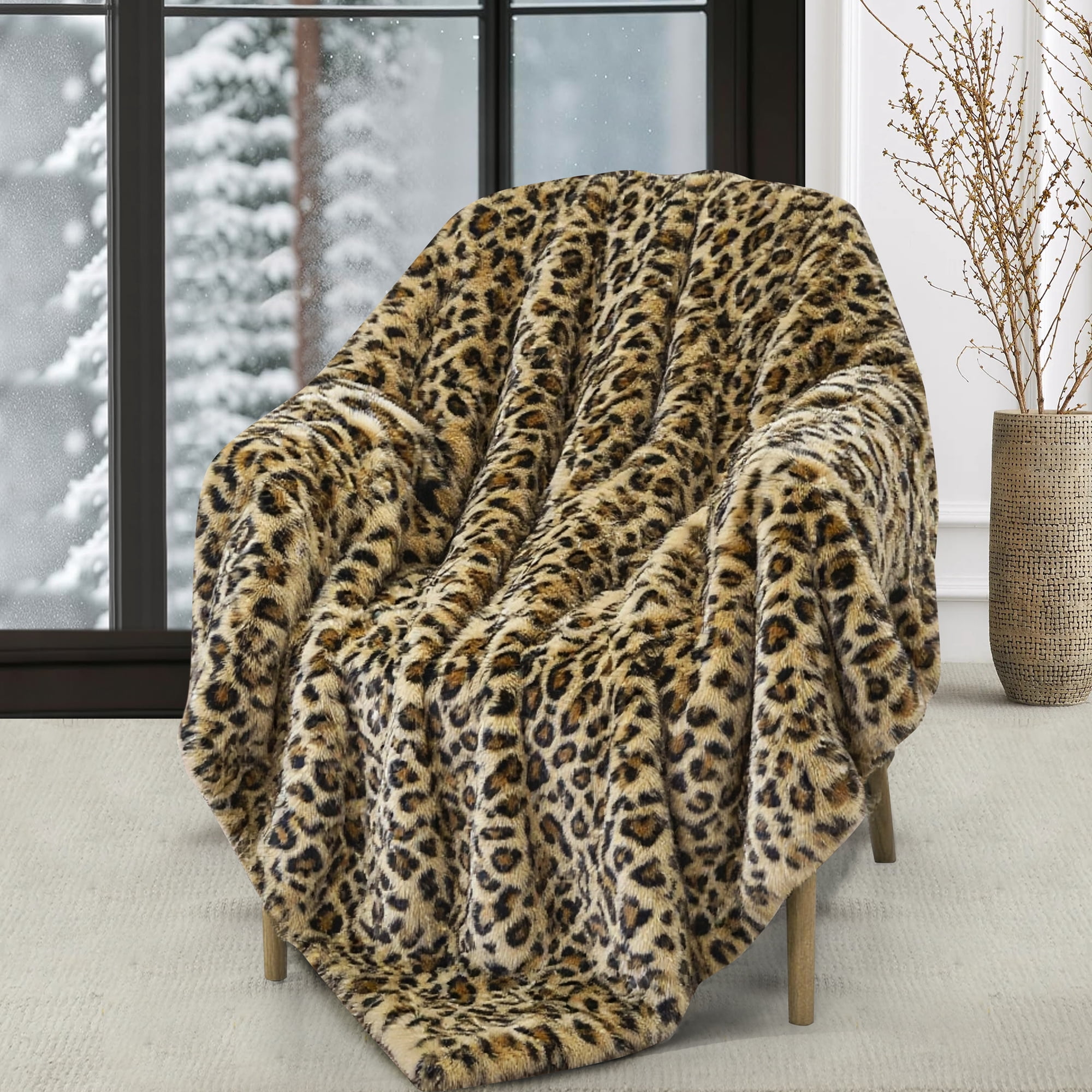HIG Plush Fur Throw Blanket – Soft Cozy 100% Polyester, Warm Decorative Blanket for Sofa, Bed & Living Room, 50×70 Inch