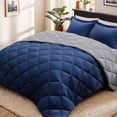 thumbnail image 1 of HIG Reversible Down Alternative Comforter Set, Queen, Navy/Gray, Diamond Stitch, 1 of 9