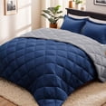 thumbnail image 1 of HIG Reversible Down Alternative Comforter Set, Queen, Navy/Gray, Diamond Stitch, 1 of 9