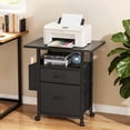 thumbnail image 1 of HIGDBFE File Cabinets with 2 Drawer, Rolling Fabric Filing Cabinet with 24'' Large Tabletop, Printer Stand for Home Office, Fits A4/Letter Size, Rustic Black, 1 of 11