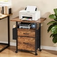 thumbnail image 1 of HIGDBFE File Cabinets with 2 Drawers, Rolling Fabric Filing Cabinet with 24'' Large Tabletop, Printer Stand for Home Office, Fits A4/Letter Size, Rustic Brown, 1 of 11