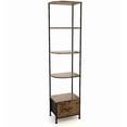 thumbnail image 1 of HIGDBFE  5-Tier Corner Shelf with LED Light and Fabric Drawer, 67" Tall Corner Bookshelf for Small Spaces, Rustic Brown, 1 of 1