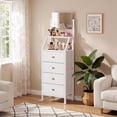 thumbnail image 1 of HIGDBFE 4-Drawer Dresser with Adjustable Mirror, Tall Fabric Vanity Chest for Bedroom, Hallway and Small Spaces, White, 1 of 11