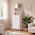 thumbnail image 1 of HIGDBFE 4-Drawer Dresser with Adjustable Mirror, Tall Fabric Vanity for Bedroom, Hallway and Small Spaces, White, 1 of 11
