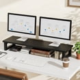 thumbnail image 1 of HIGDBFE Dual Monitor Stand Riser, 36 inch Computer Monitor Stand, Ergonomic Desktop Riser for PC, Laptop, Printer, Rustic Black, 1 of 9