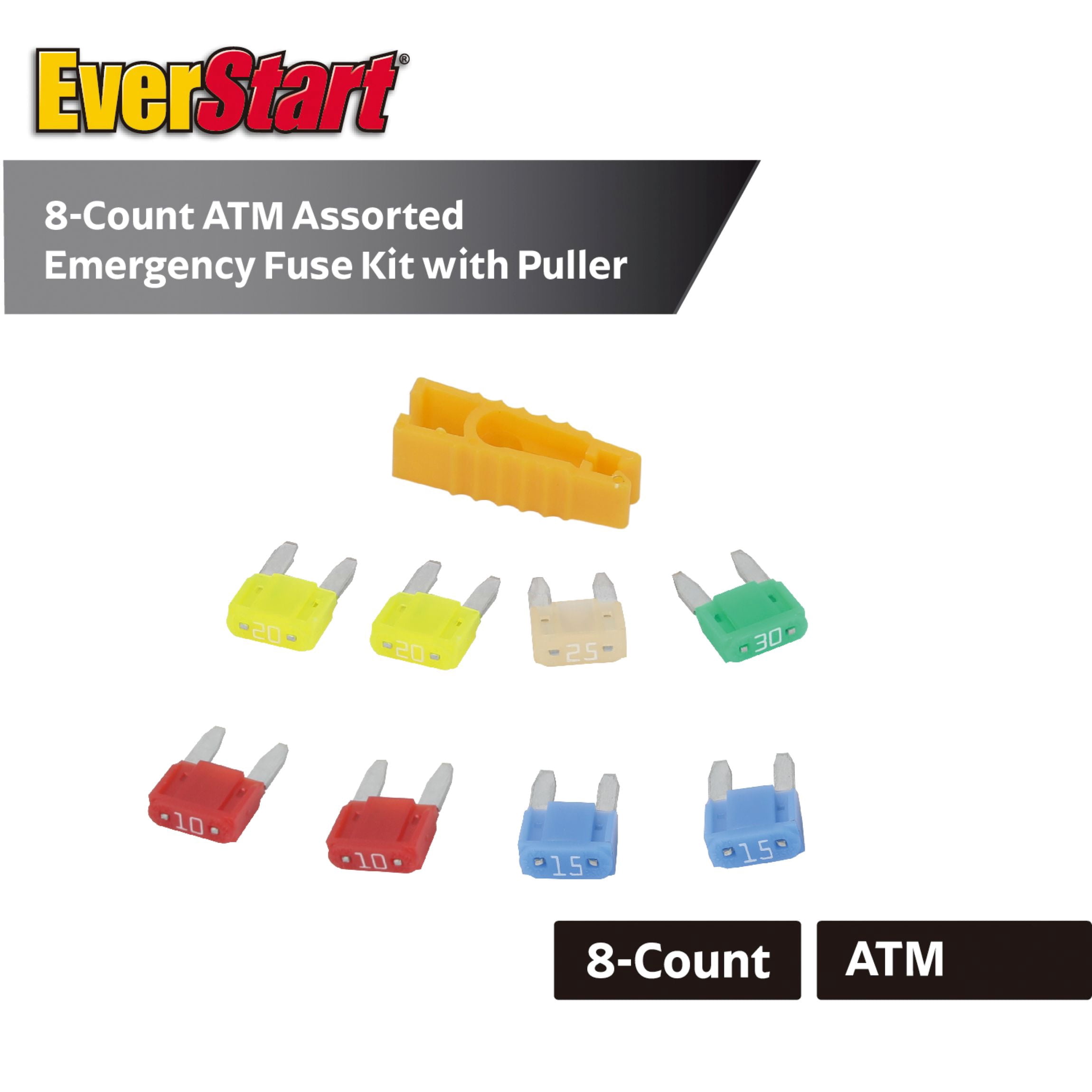 EverStart 8-Piece High Amp ATM Automotive Fuse Emergency Kit with FP-A3 Puller