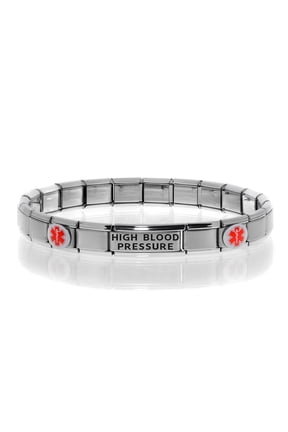 HIGH BLOOD PRESSURE Medical Alert ID Bracelet, Modular Charm Style - SIZE OPTION E