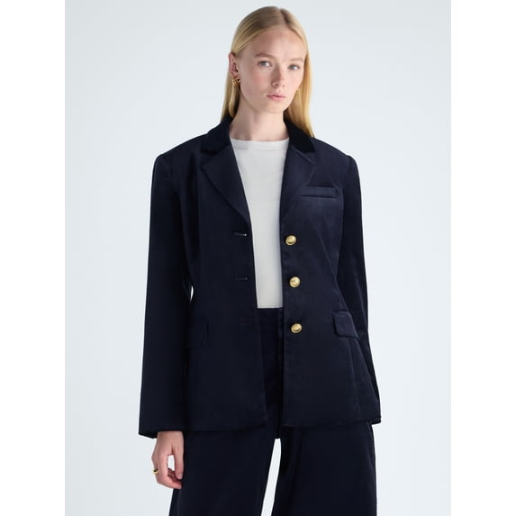 Free Assembly Women's and Women's Plus High Break Velvet Blazer, Sizes XS-4X