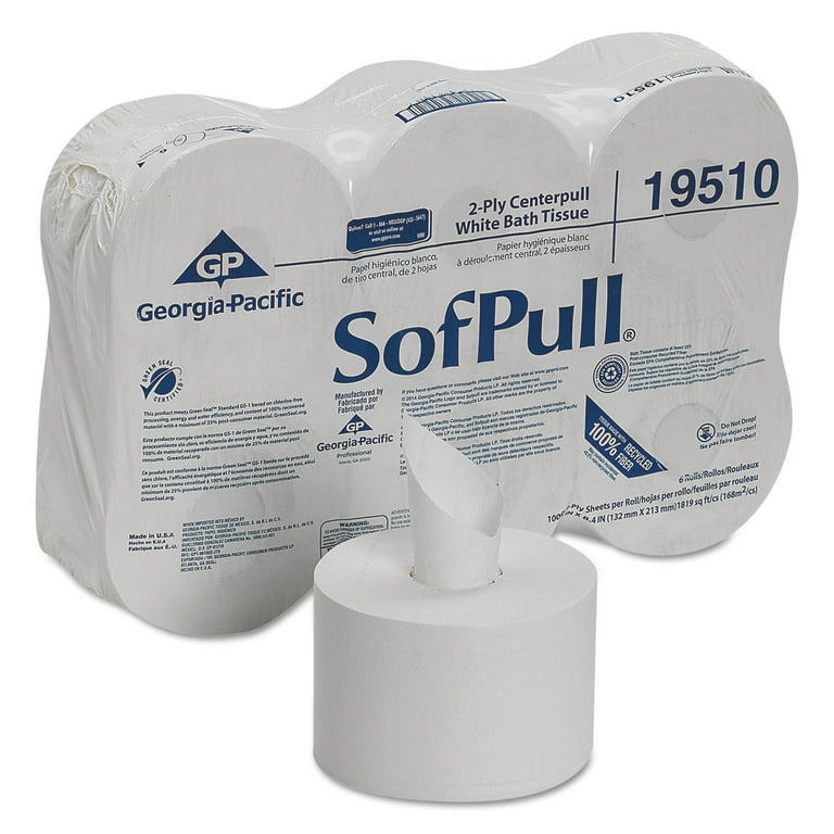 High Capacity Center Pull Tissue, Septic Safe, 2-Ply, White, 1,000/Roll, 6 Rolls/Carton High Capacity Center Pull Tissue, Septic Safe, 2-Ply, White, 1,000/Roll, 6 Rolls/Carton