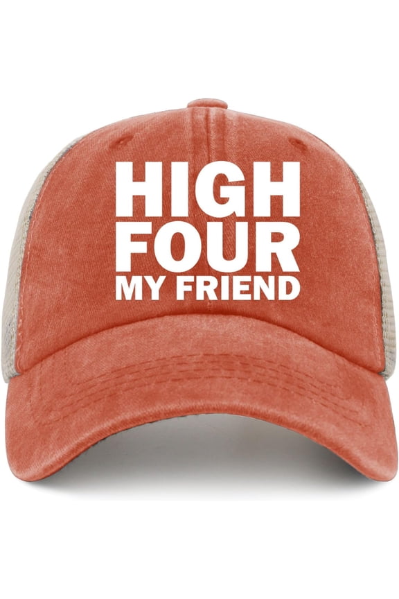 HIGH Four My Friend Hat Trucker Hat Men Vintage Mesh Baseball Cap for Summer
