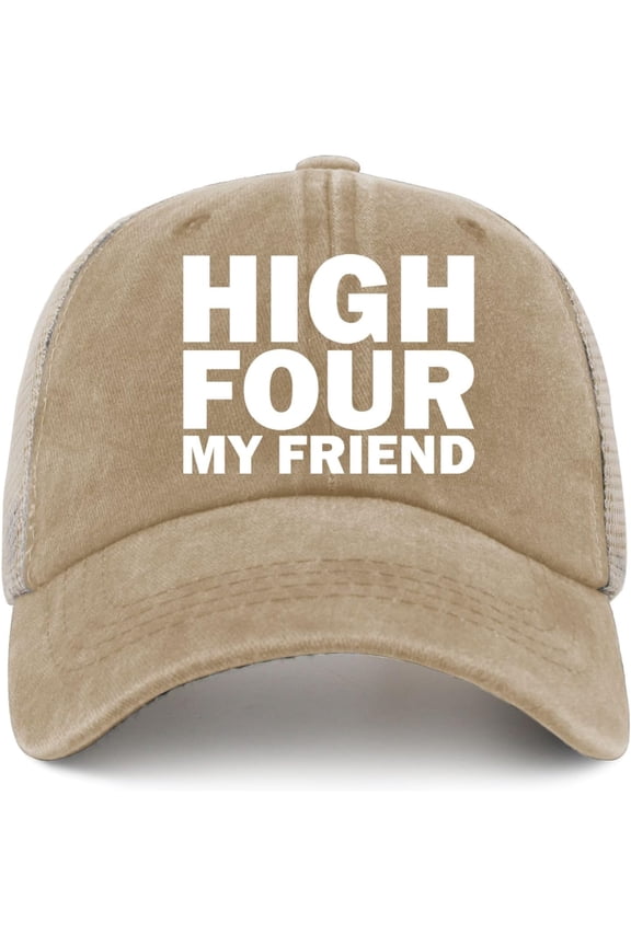 HIGH Four My Friend Hat Trucker Hat Men Vintage Mesh Baseball Cap for Summer