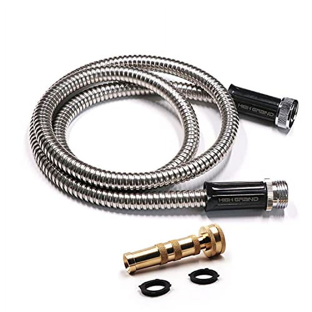 HIGH GRAND 5 ft Stainless Steel Metal Garden Hose Connector With