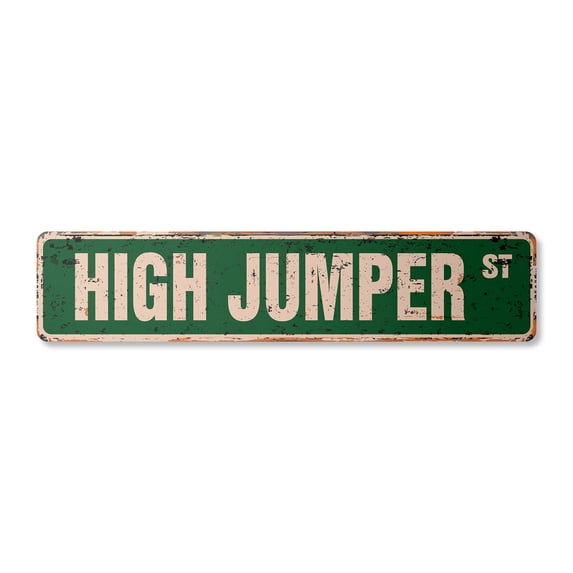 HIGH JUMPER Vintage Plastic Street Sign sports track field pole jump | Indoor/Outdoor | 24" Wide
