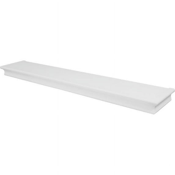 HIGH & MIGHTY Decorative 36" Floating Shelf Holds up to 25lbs, Easy Tool-Free Dry Wall Installation, Beveled, eCommerce Packaging, White