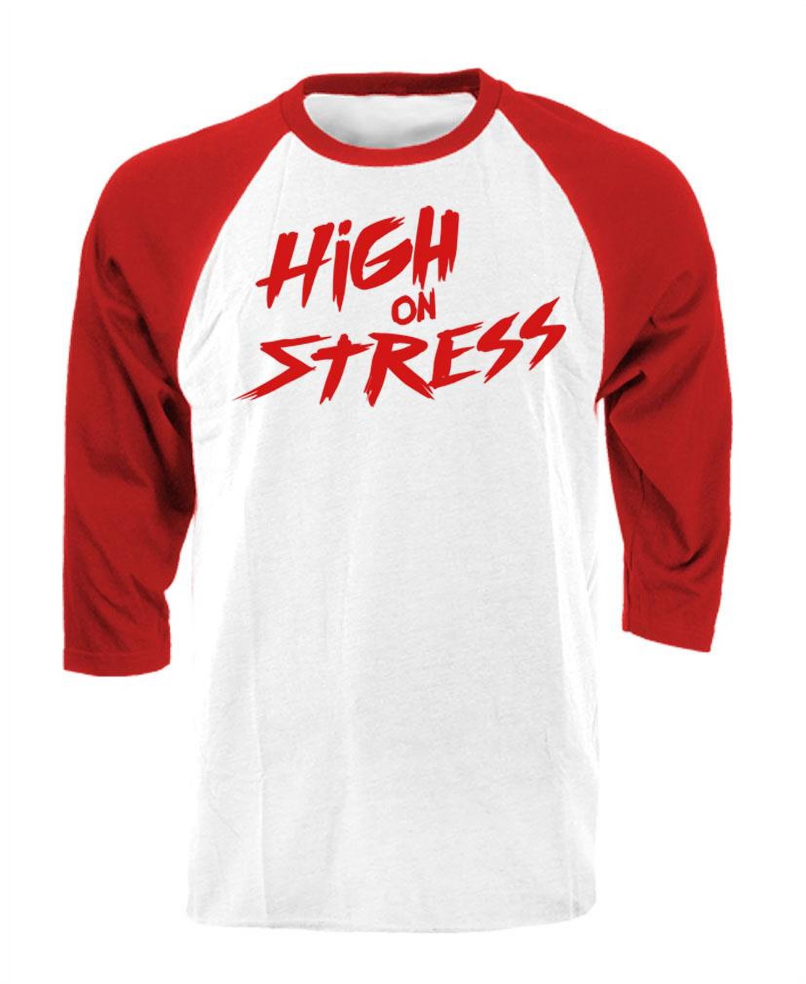 HIGH ON STRESS - Unisex Cotton 3/4 Sleeve Raglan T-Shirt, Red Sleeves ...