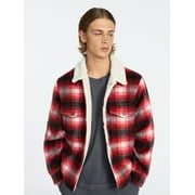 High-Pile Fleece Lined Plaid Overshirt, Men’s and Big Men’s