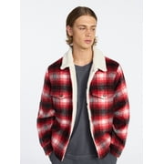 No Boundaries High-Pile Fleece Lined Plaid Overshirt, Men s and Big Men s