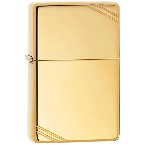 HIGH POLISH BRASS VINTAGE WITH SLASHES ZIPPO LIGHTER