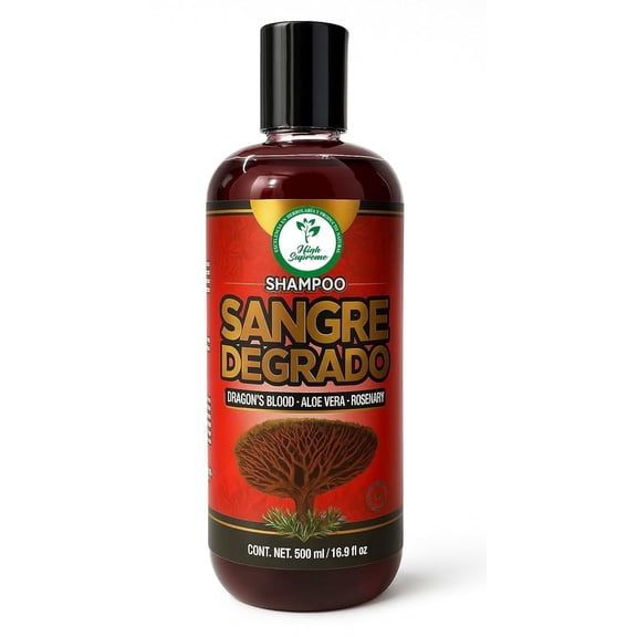 HIGH SUPREME Sangre de Grado,Aloe Vera & Rosemary(Sabila & Romero) Herbal Shampoo,16.9 fl oz Natural Strengthening & Revitalizing Formula,Promotes Healthy-Looking Hair & Scalp Balance,Paraben-Free
