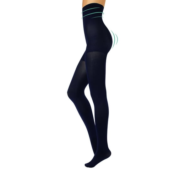 HIGH WAIST PANTYHOSE | OPAQUE SHAPING TIGHTS | WINTER PANTYHOSE | 80 DEN | BLACK | S, M, L, XL | ITALIAN HOSIERY | (L, Blue)