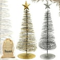 thumbnail image 1 of HIGHBIX Metal Wire Christmas Tree Set of 2 – 12 Inch Decorative Spiral Trees with Star Topper – Rustic Gold & Silver Holiday Tabletop Décor – Handmade Christmas Accent Ornaments, 1 of 5