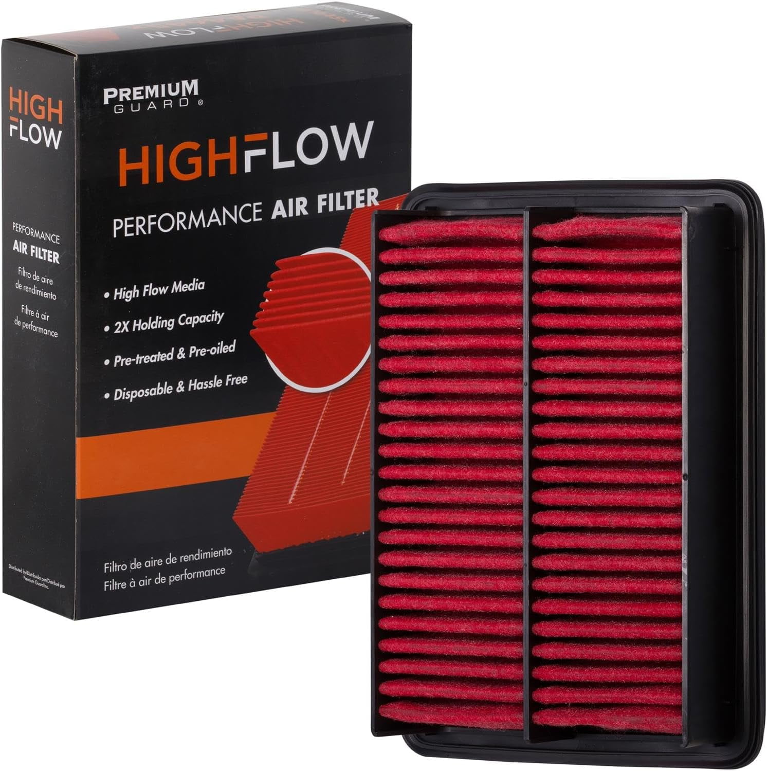 HIGHFLOW PA6309X, 高性能, 使い捨てエンジンエアフィルター|Fits：2008-12 Honda Accord 2.4L、2012-15 Crosstour 2.4L Air Filter PA6309X