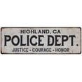 thumbnail image 1 of HIGHLAND, CA POLICE DEPT. Home Decor Metal Sign Gift 8x24 108240012680, 1 of 1